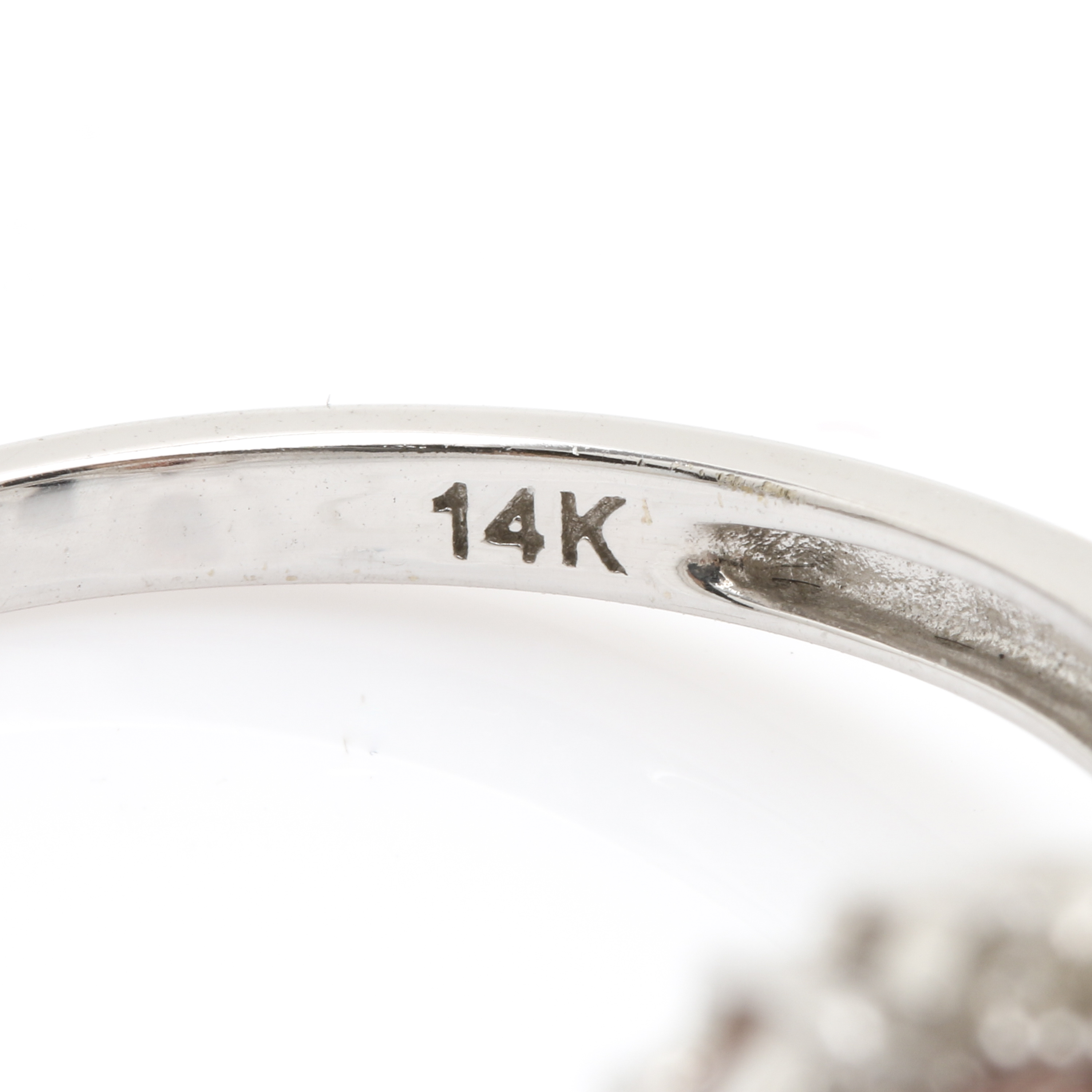 14K White Gold Andesine/Labradorite Feldspar and Diamond Ring