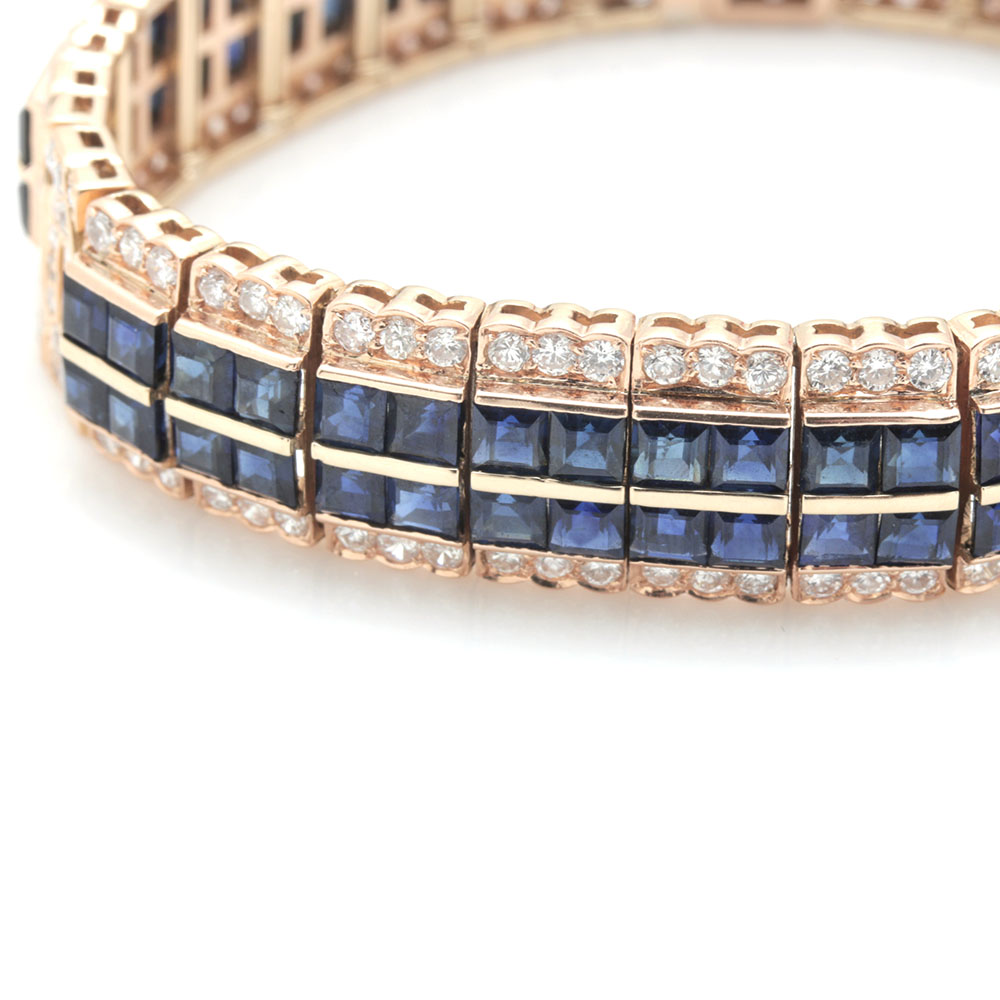 18K Yellow Gold Sapphire and 5.44 CTW Diamond Bracelet