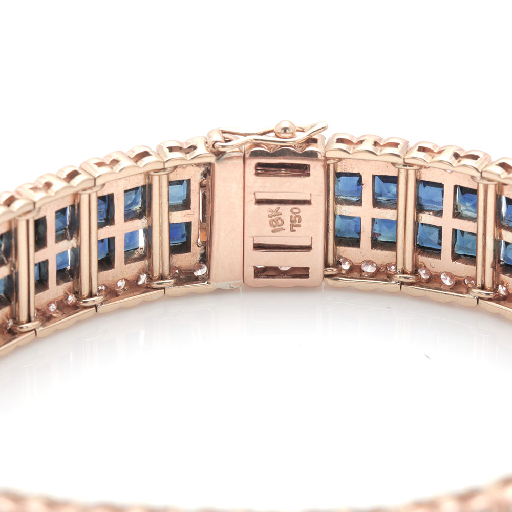 18K Yellow Gold Sapphire and 5.44 CTW Diamond Bracelet