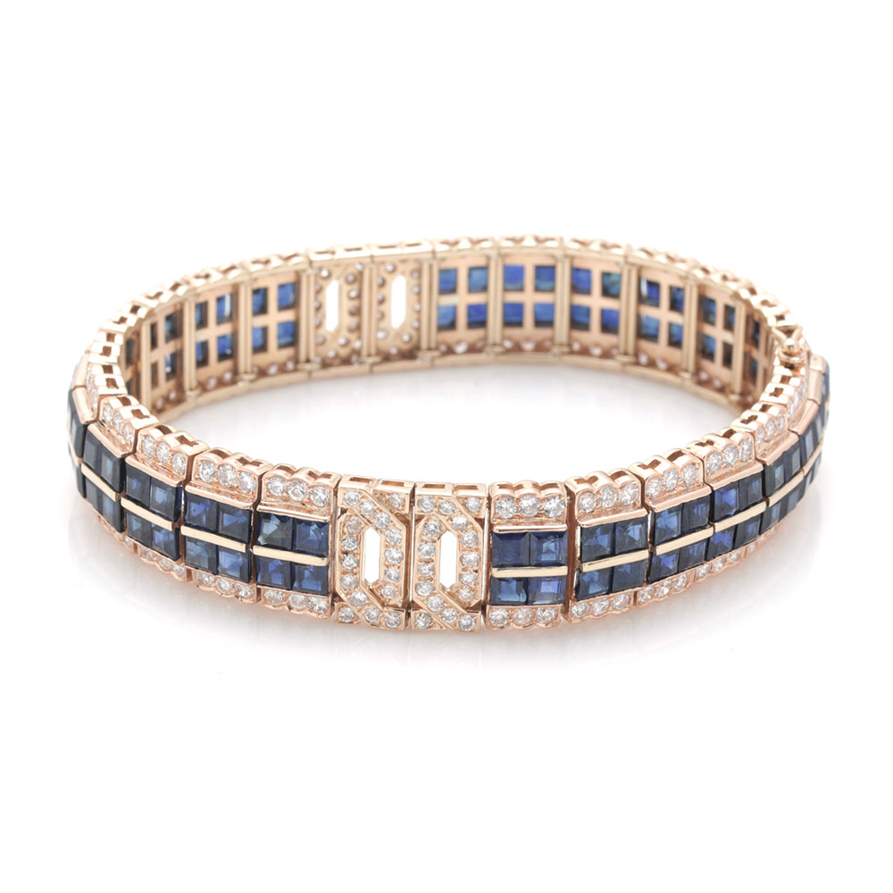 18K Yellow Gold Sapphire and 5.44 CTW Diamond Bracelet