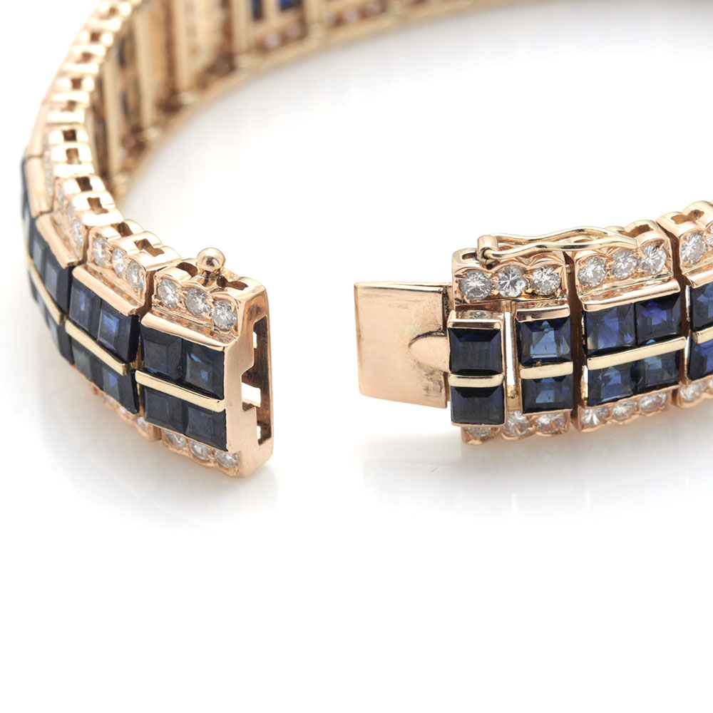 18K Yellow Gold Sapphire and 5.44 CTW Diamond Bracelet