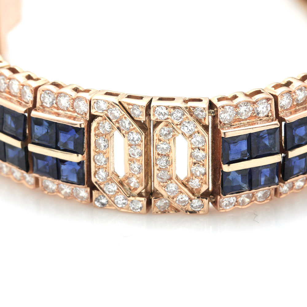 18K Yellow Gold Sapphire and 5.44 CTW Diamond Bracelet