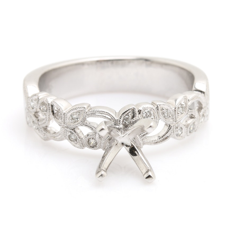 14k White Gold Diamond Semi-Mount Ring