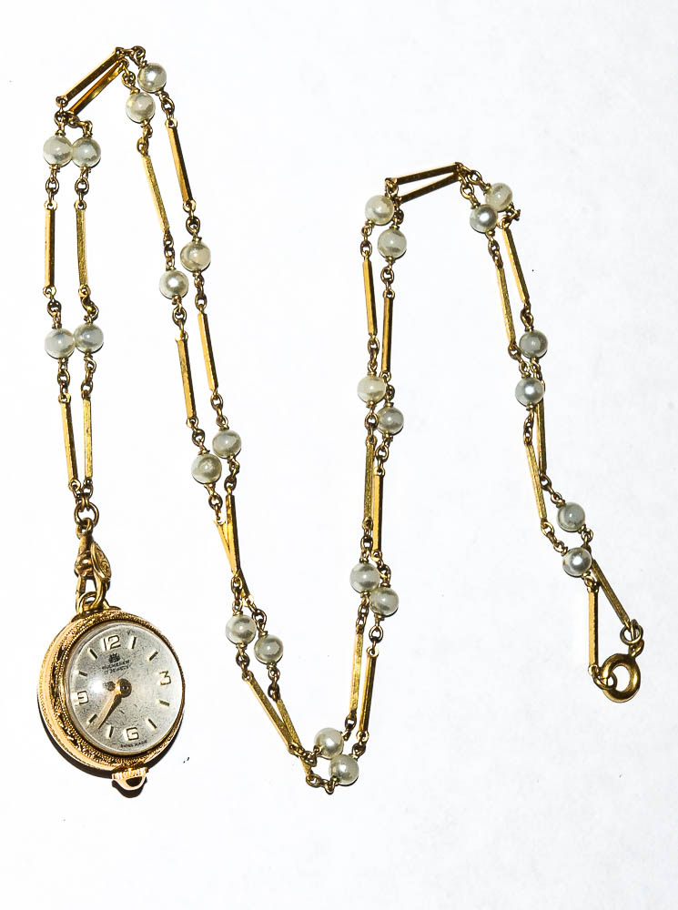 Vintage Bucherer Watch Pendant Necklace