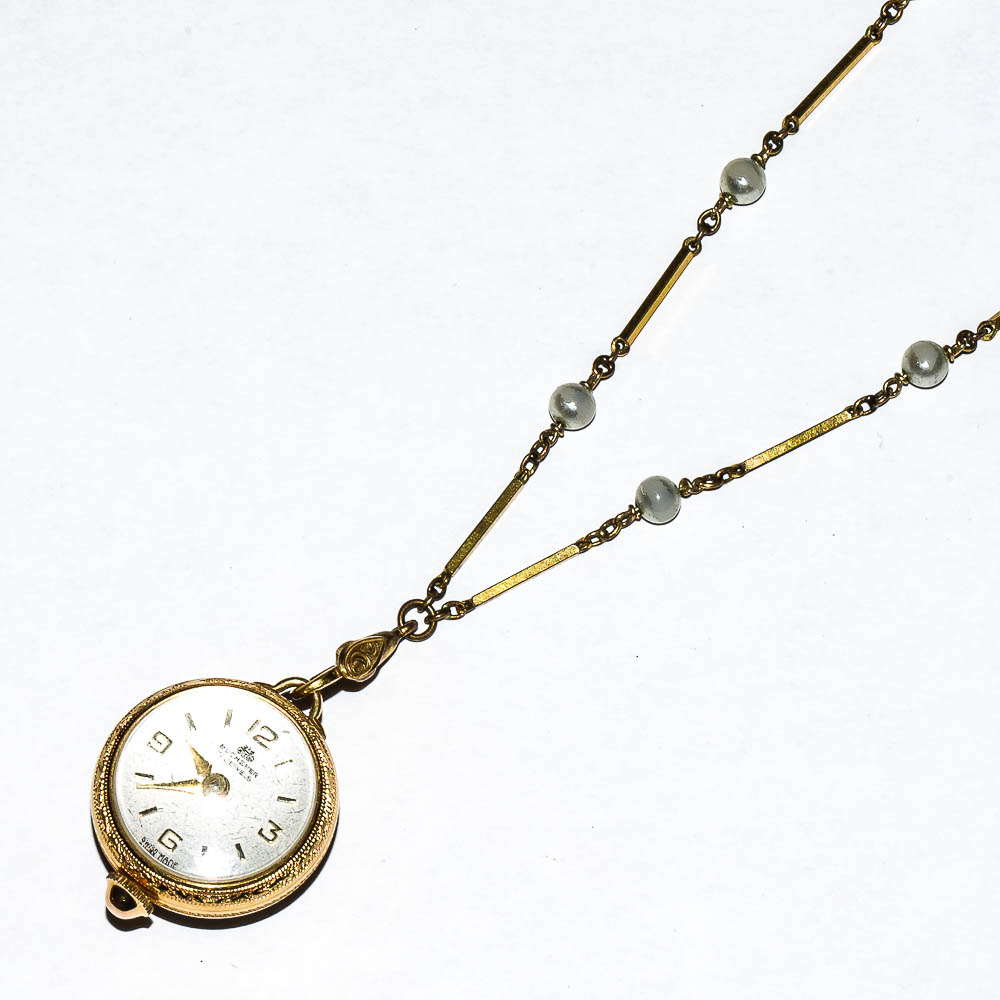 Vintage Bucherer Watch Pendant Necklace