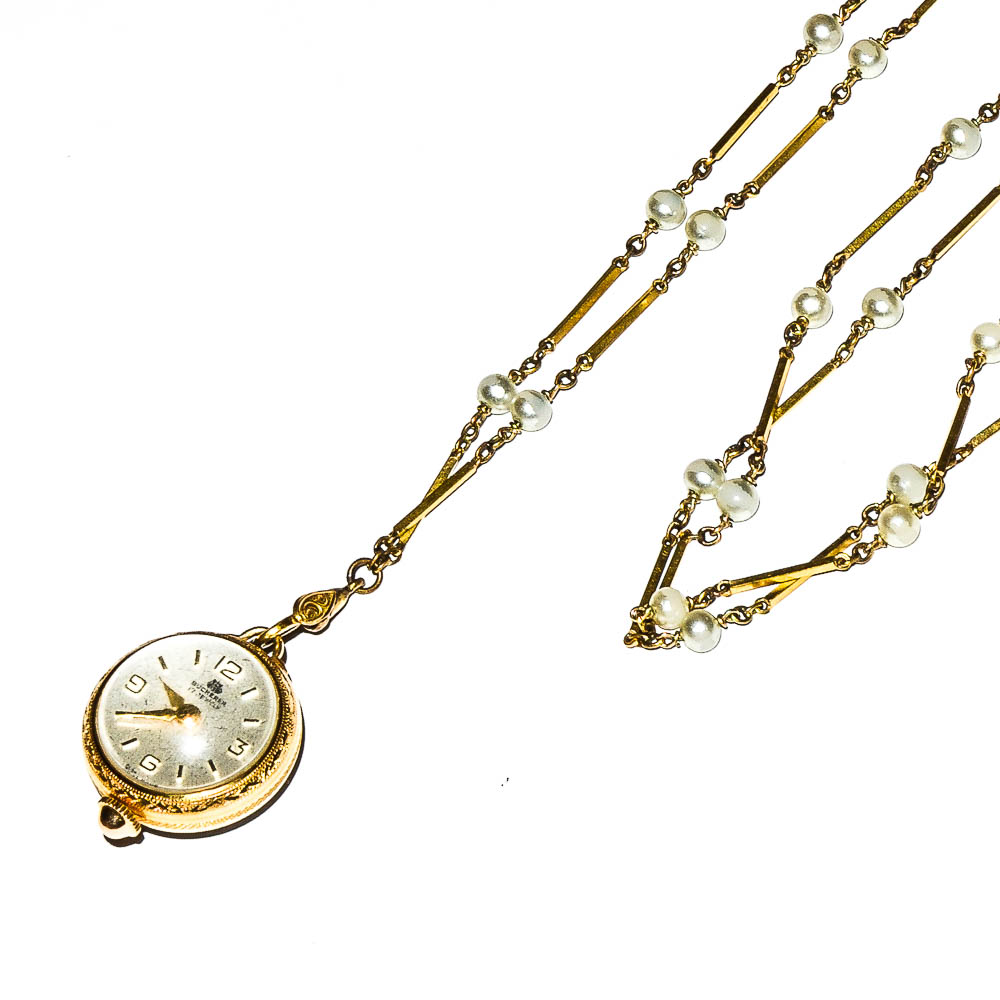 Vintage Bucherer Watch Pendant Necklace