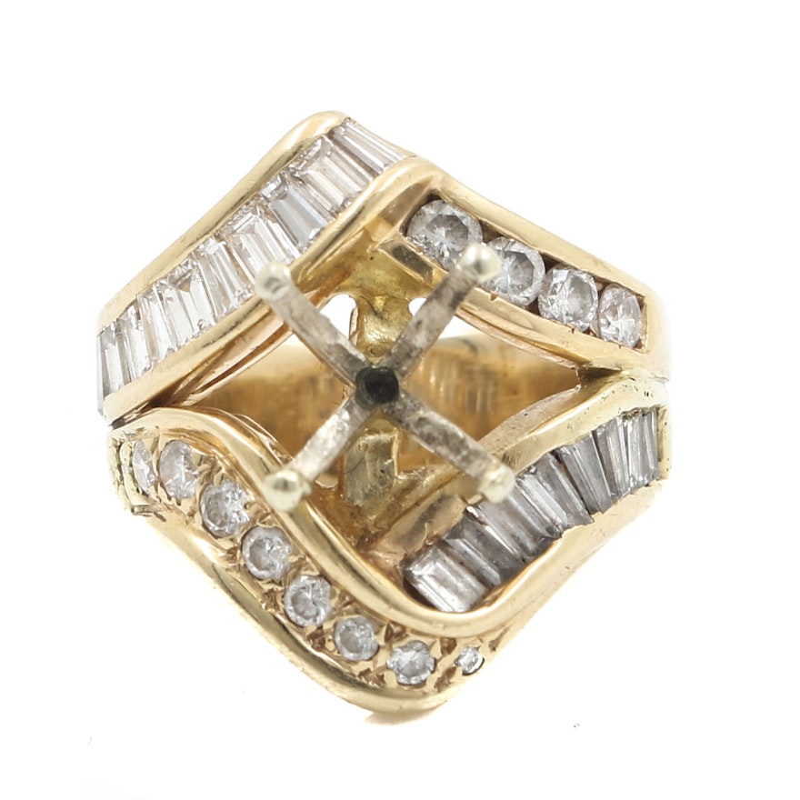 14K Yellow Gold 1.26 CTW Diamond Semi-Mount Ring