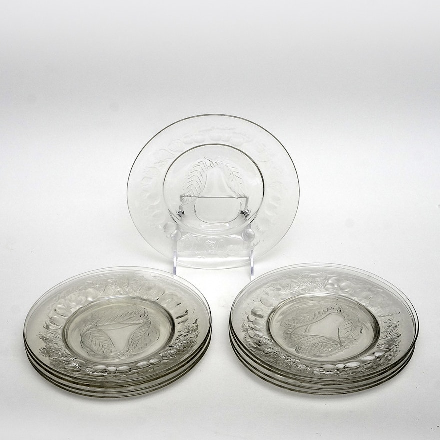 Glass Dessert Plates with Fruit Motif