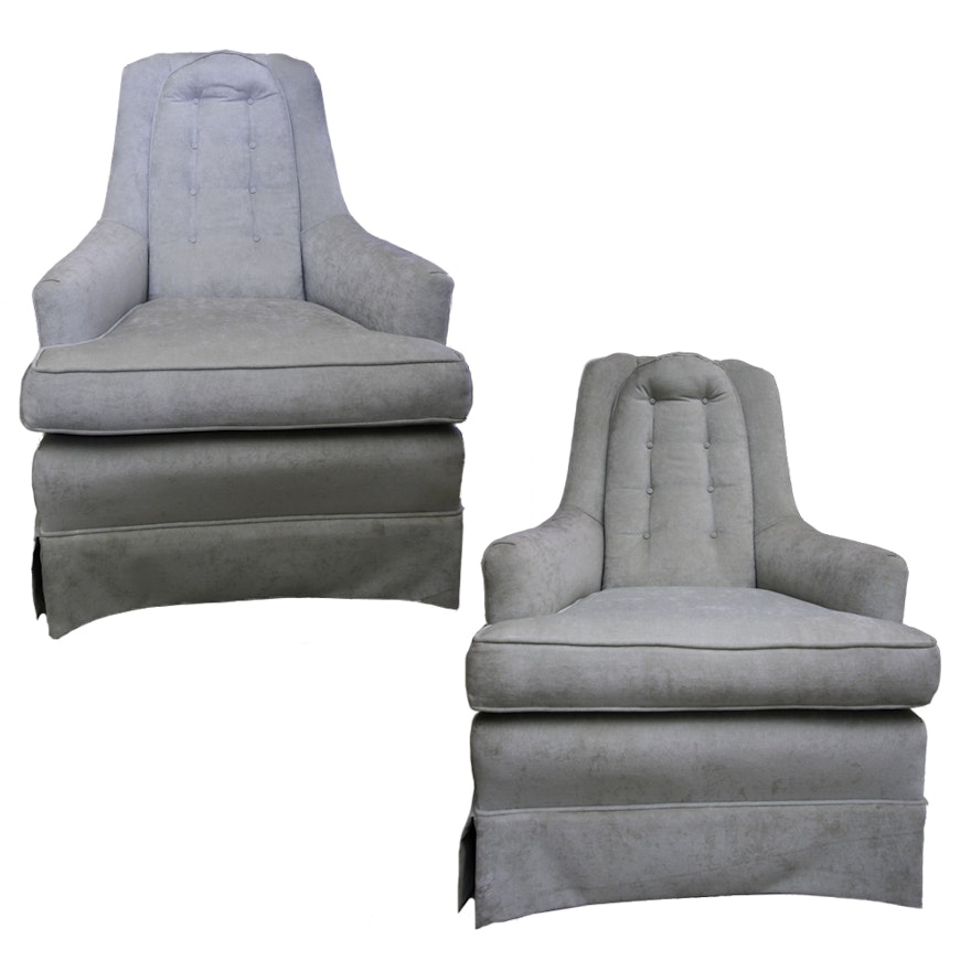 Pair of Pale Green Velour Upholstered Armchairs