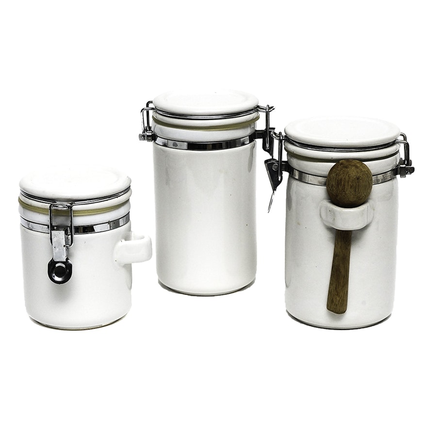 Three Ceramic Kitchen Canisters