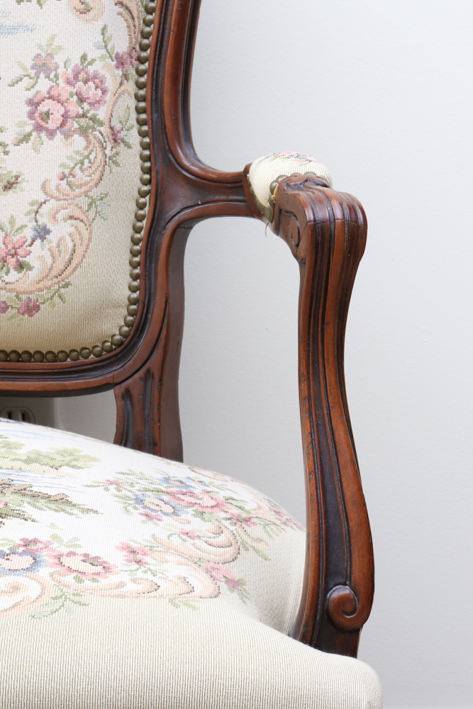 Tapestry Louis XV Style Settee by Chateau D'Ax