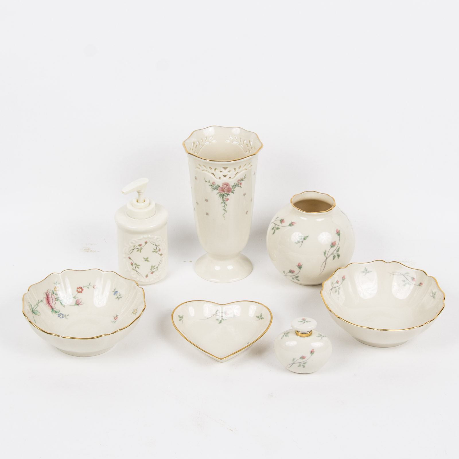 Lenox Floral Porcelain Bathroom Vanity and Vase Collection