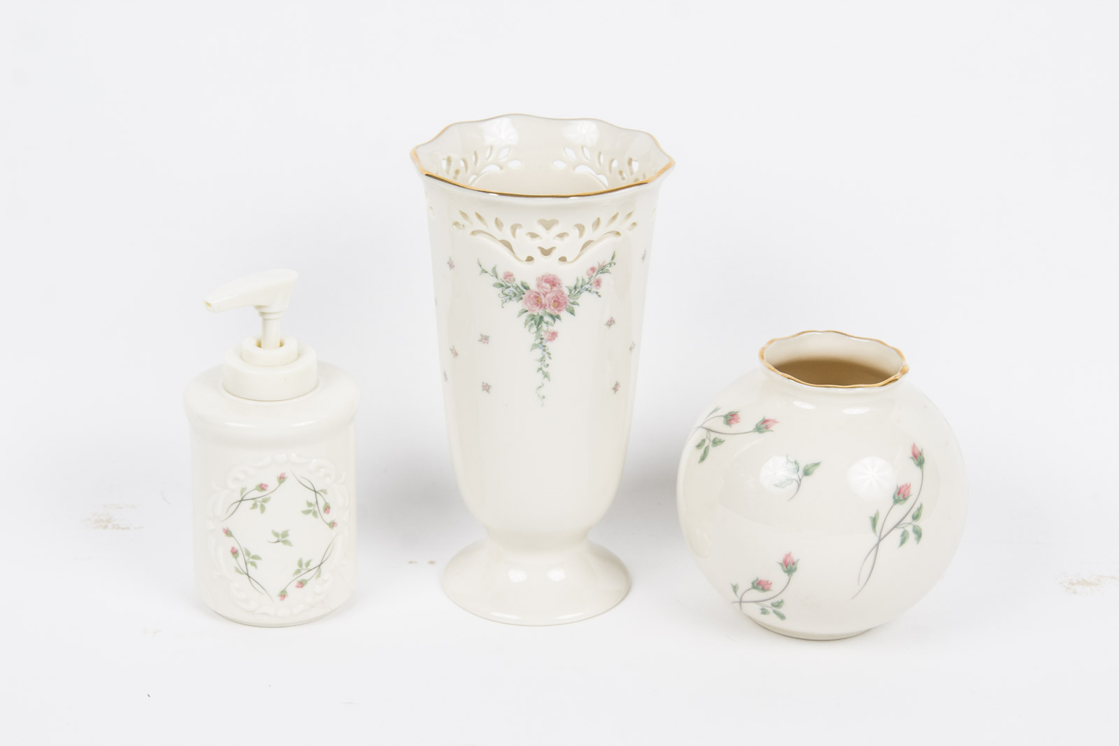 Lenox Floral Porcelain Bathroom Vanity and Vase Collection