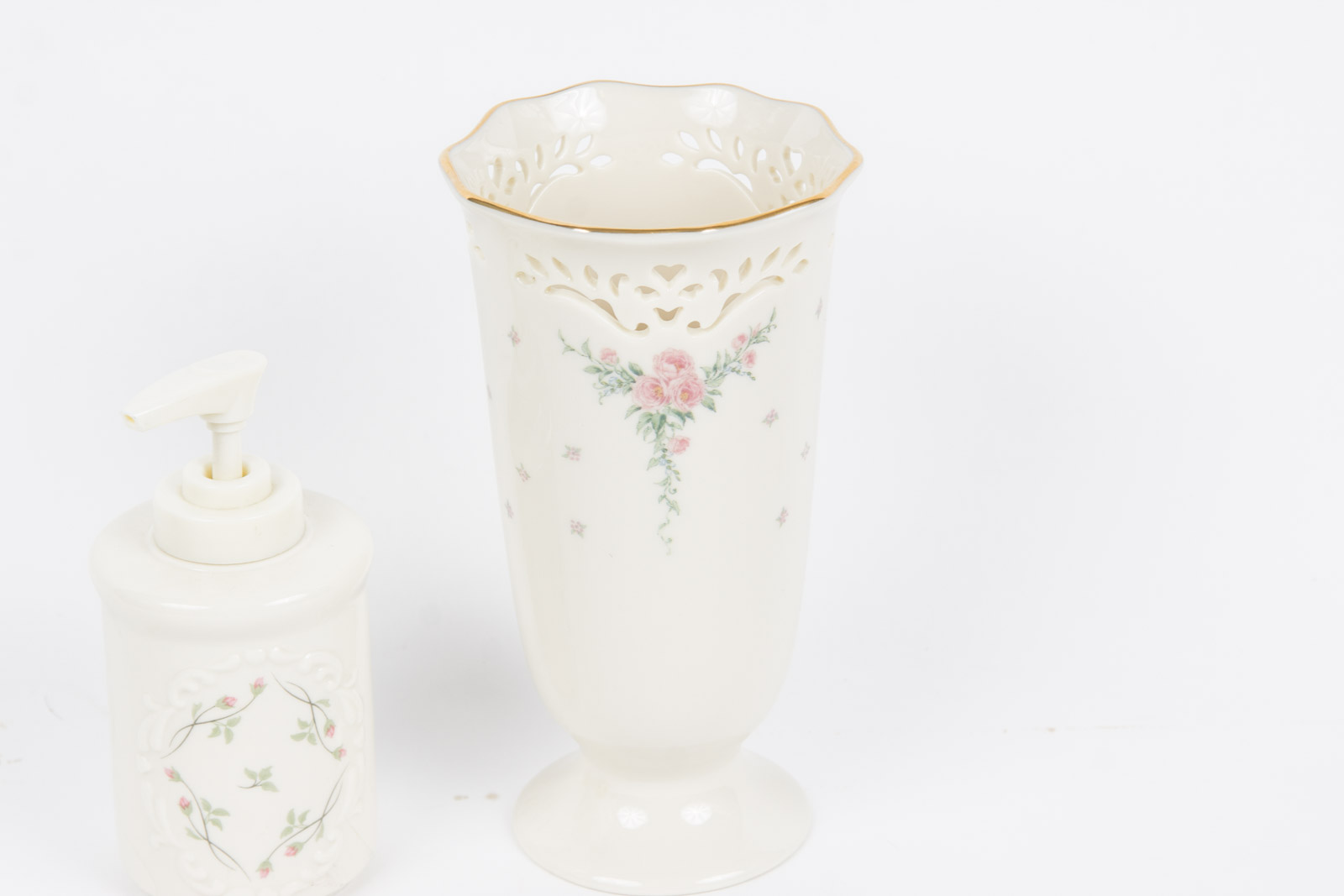 Lenox Floral Porcelain Bathroom Vanity and Vase Collection
