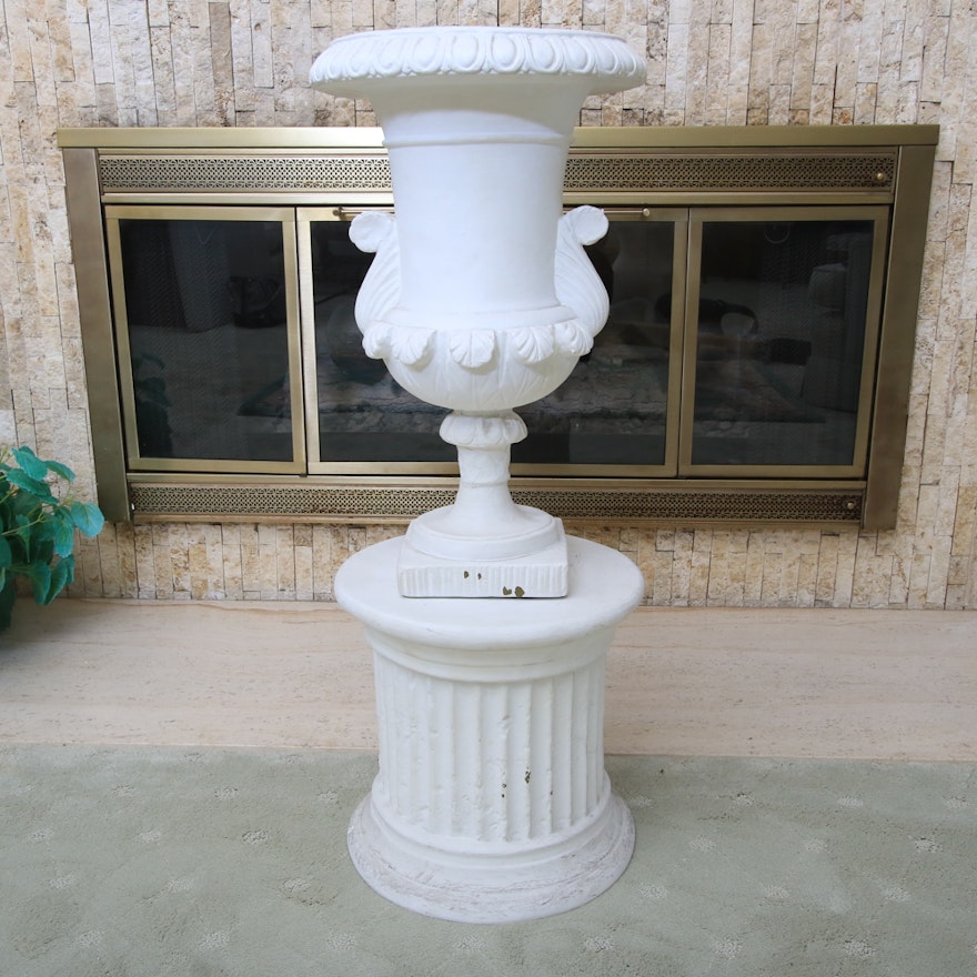 Ceramic Planter and Column Plant Stand