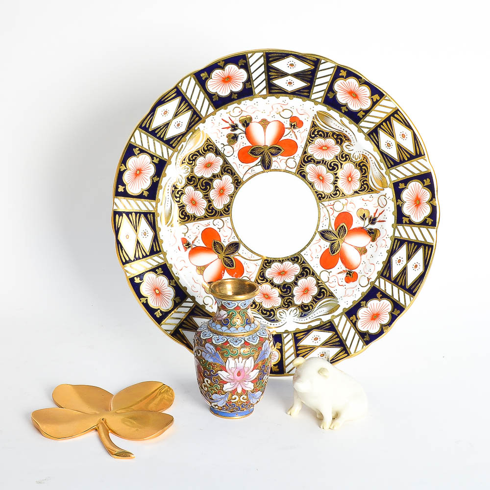 Assortment of Decorative Items including Aynsley China Plate and Belleek Pig