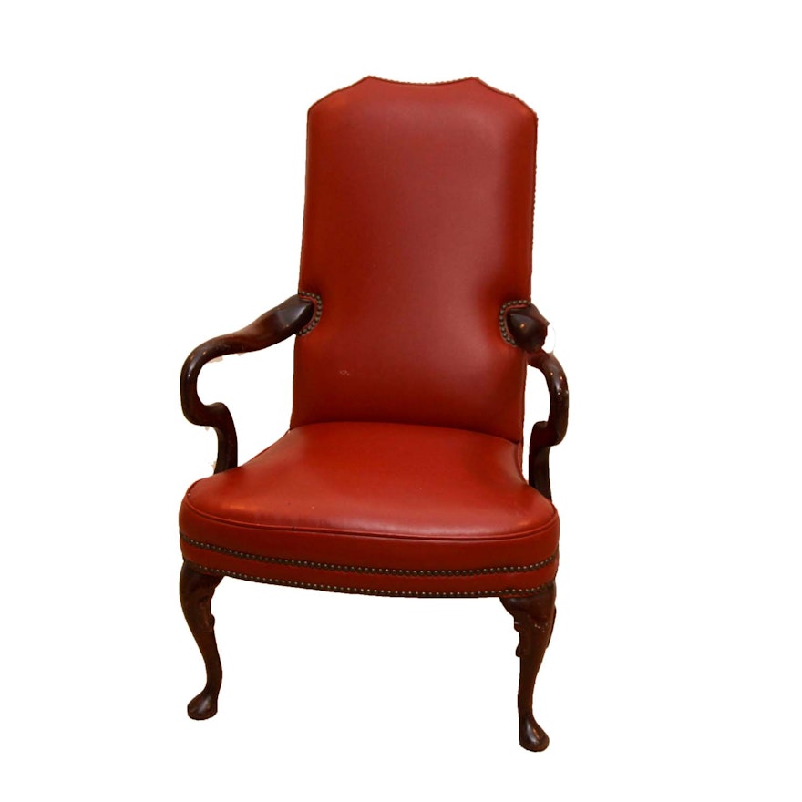 St. Timothy Chair Co. Red Leather Armchair
