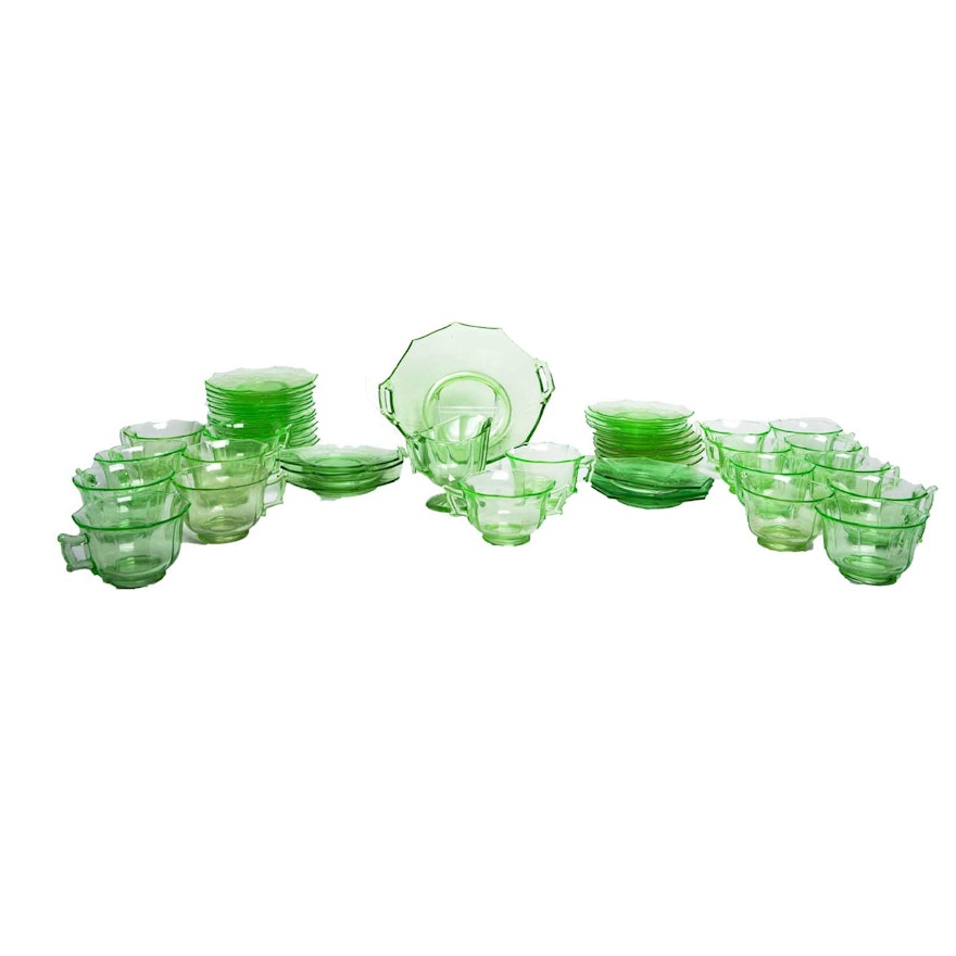 Assortment of Green Depression Glass