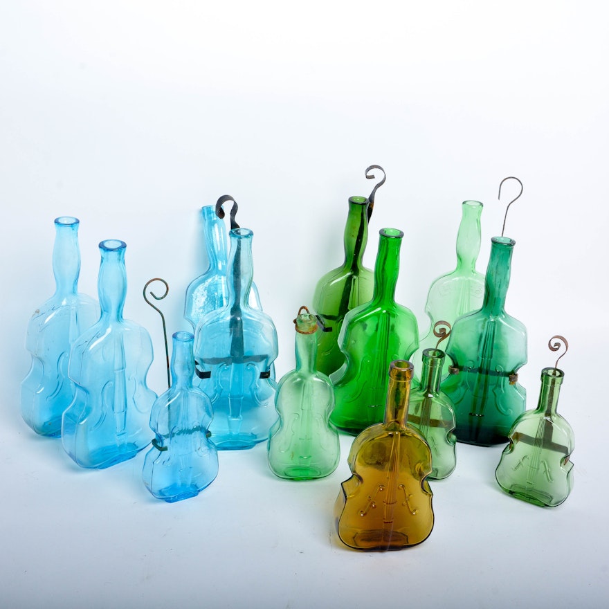 Collection of Glass Violin Bottles