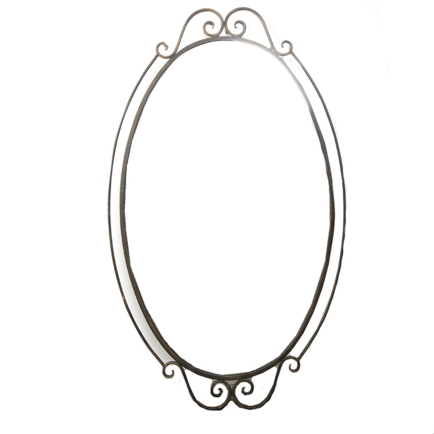 Large Oval Wall Mirror with Metal Frame