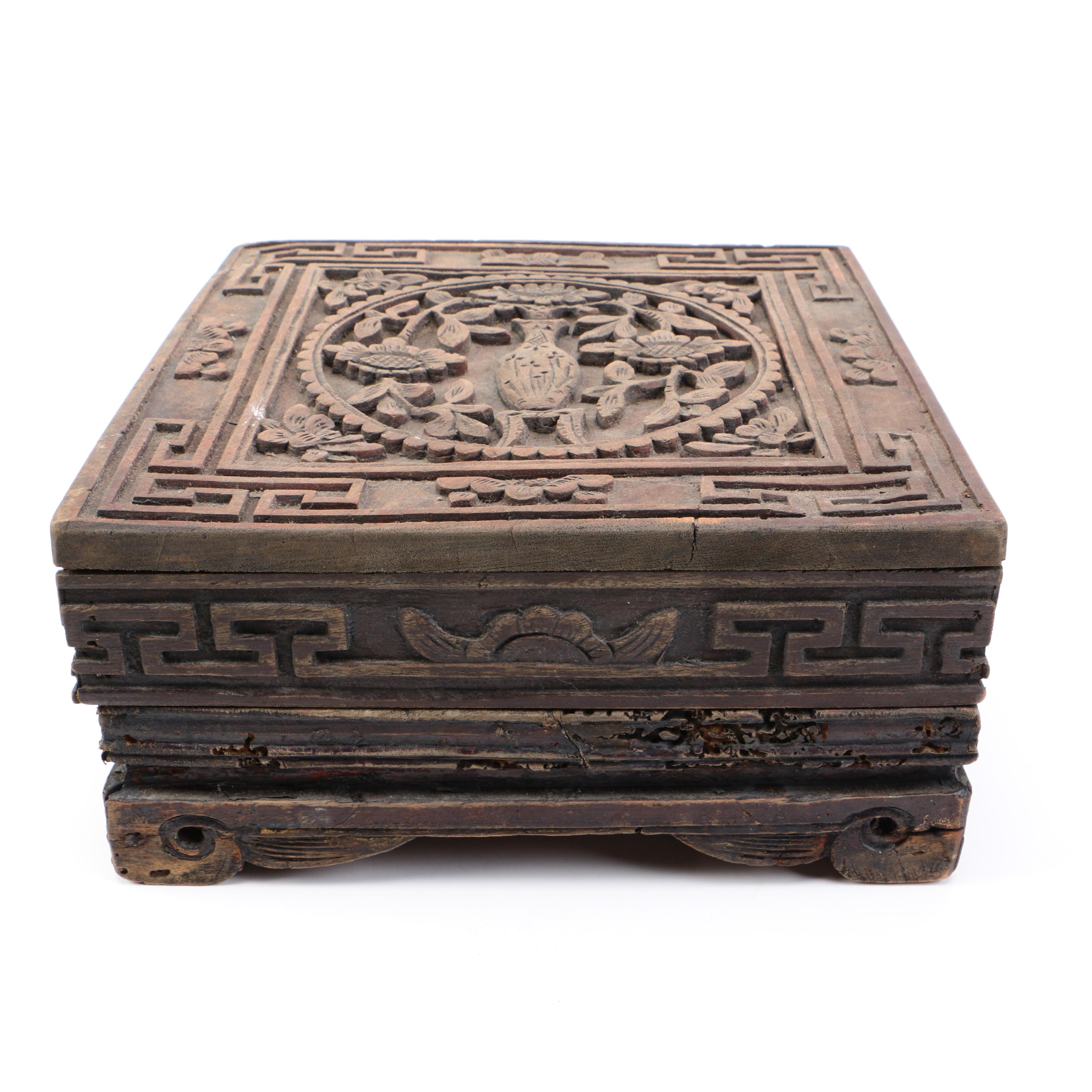 Chinese Carved Wooden Box