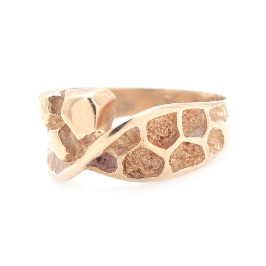 18K Yellow Gold Hammered Ring