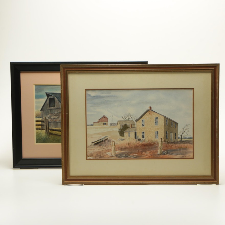 Ronald F. Hall and Paul Worley Watercolor Paintings