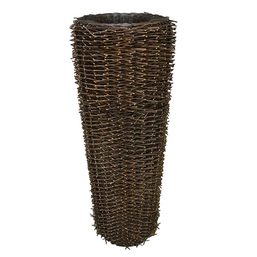 Contemporary Woven Twig Plant Stand