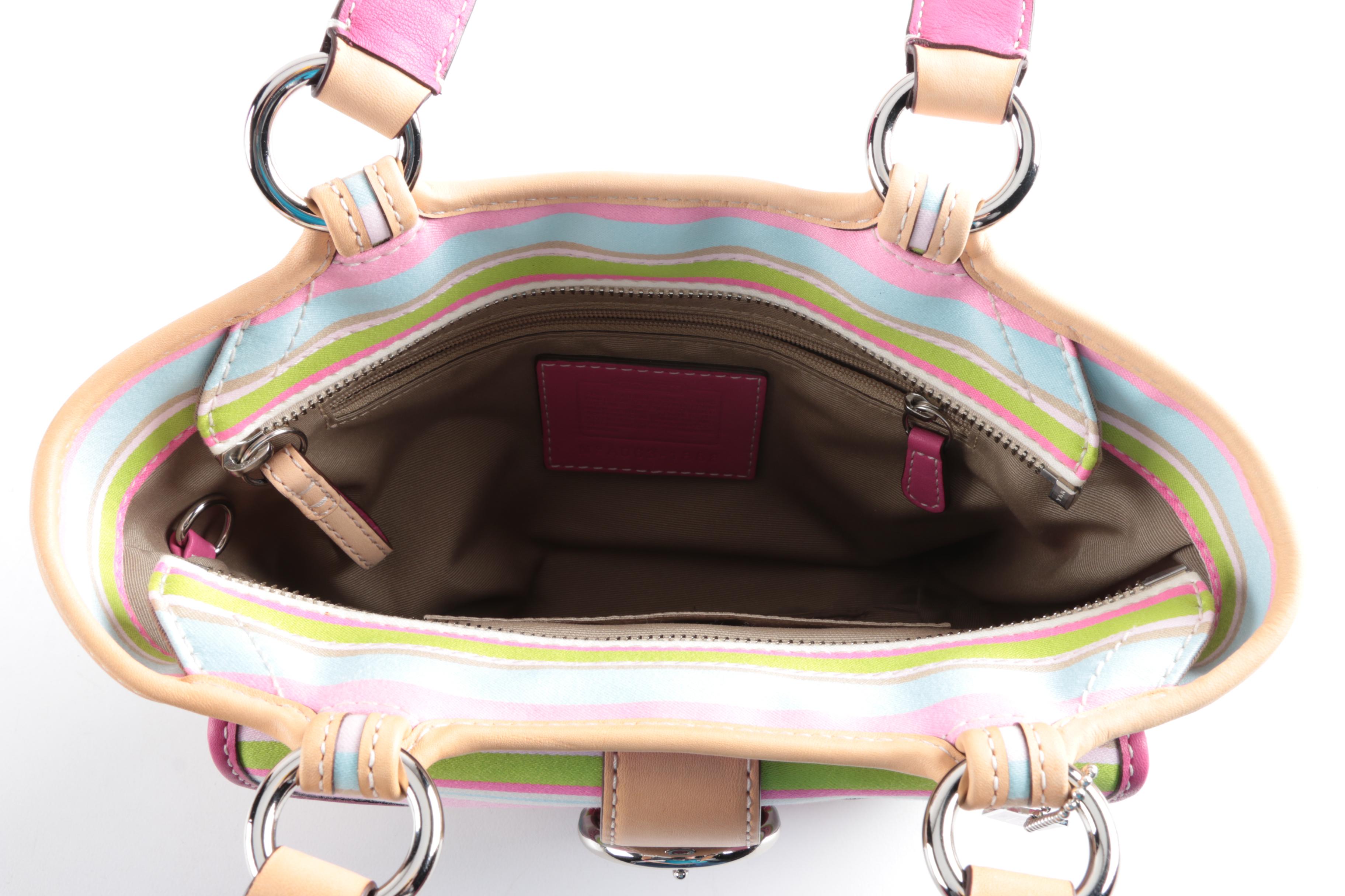 Coach Pink Multi Stripe Canvas Soho