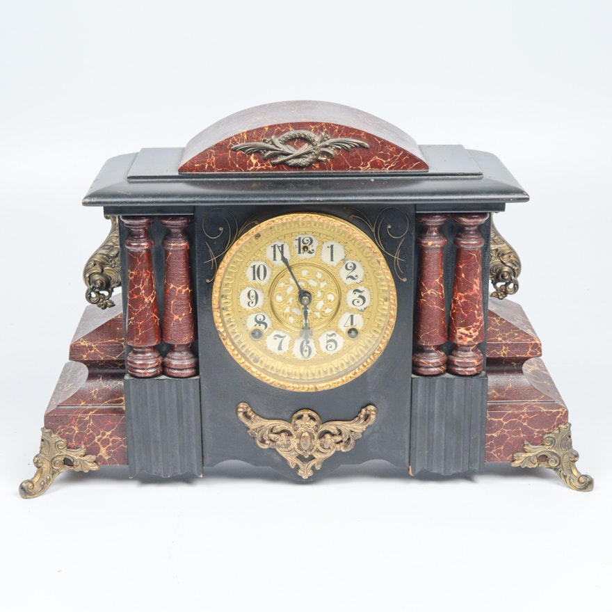 Ornate Vintage Gilbert Mantle Clock