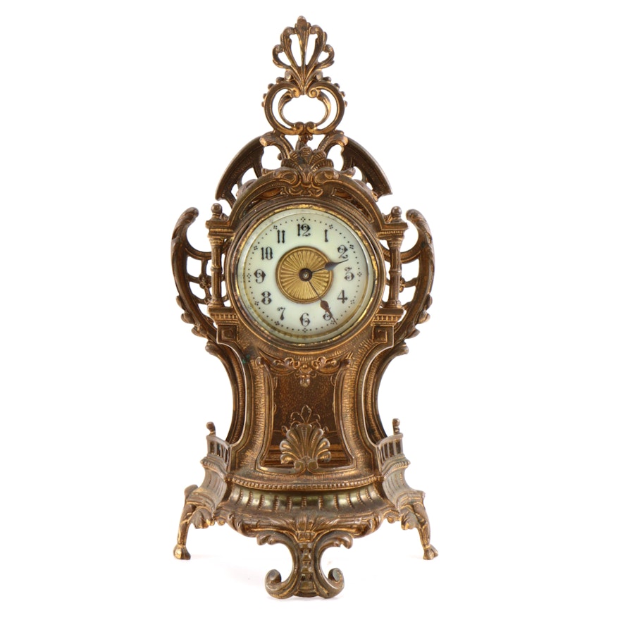 French Style Gilt-Metal Mantel Clock