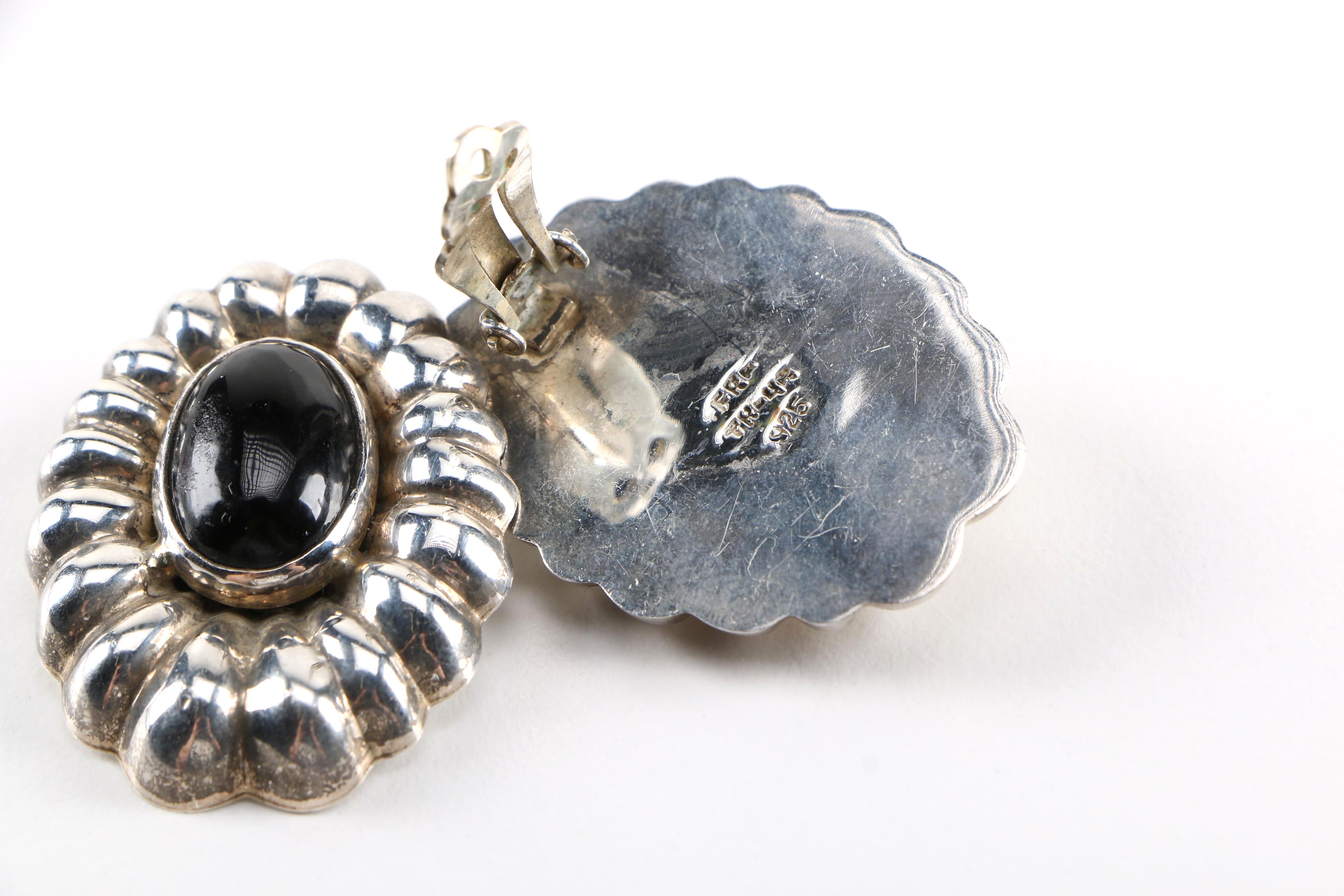 Sterling Silver Taxco Earrings and Brooch