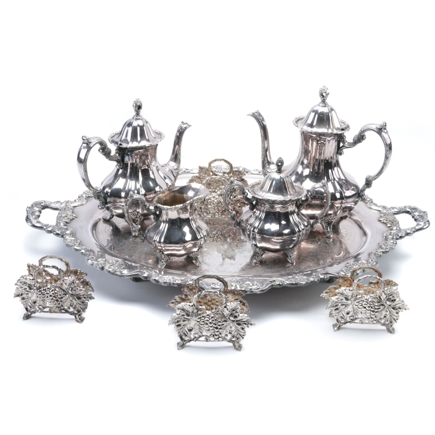 Poole Silver-Plated "Lancaster Rose" Tea and Coffee Service