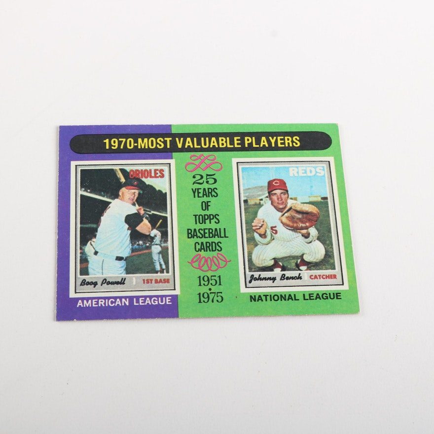 1975 Topps Most Valuable Players Johnny Bench and Boog Powell Baseball Card