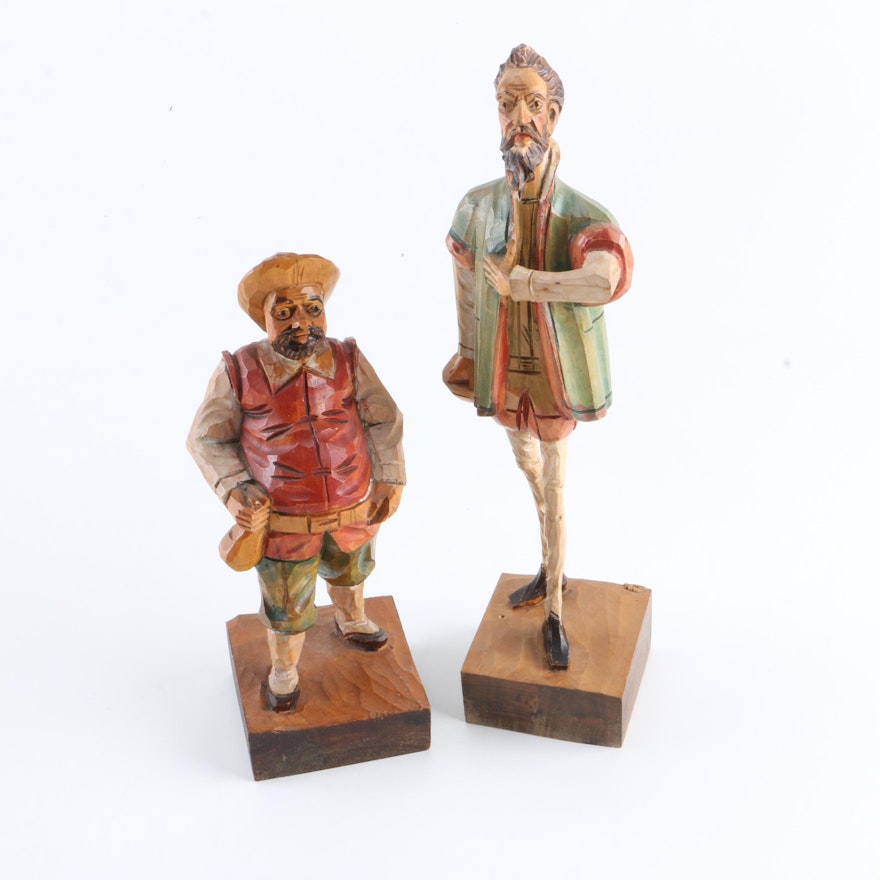 Wooden Carvings of Don Quixote and Sancho Panza