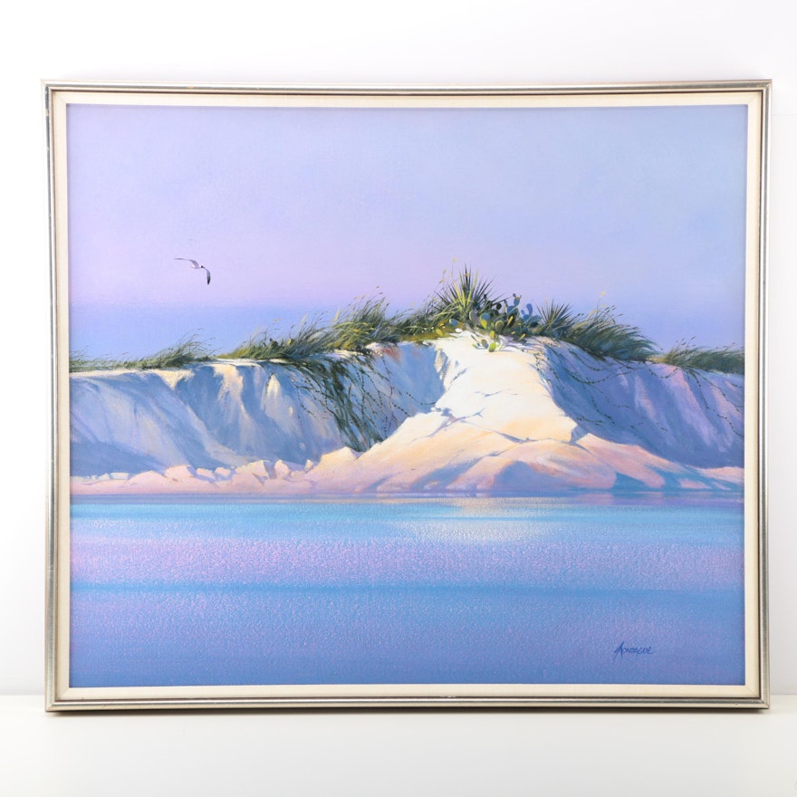Mark Montague Oil Painting of Sand Dune at the Shore
