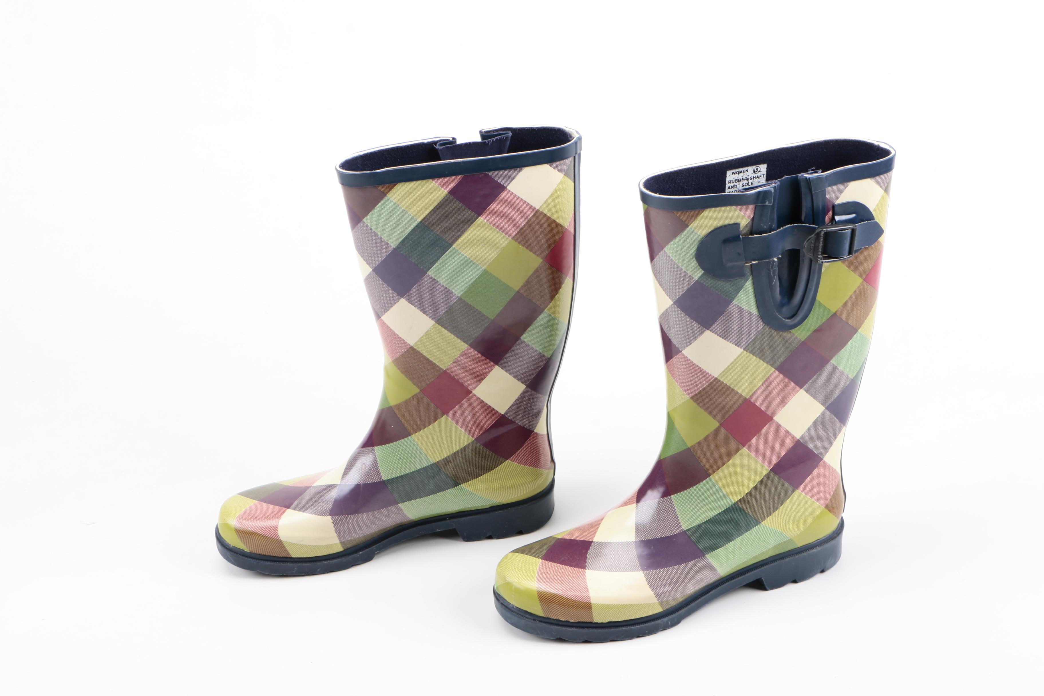 Plaid Rubber Rainboots