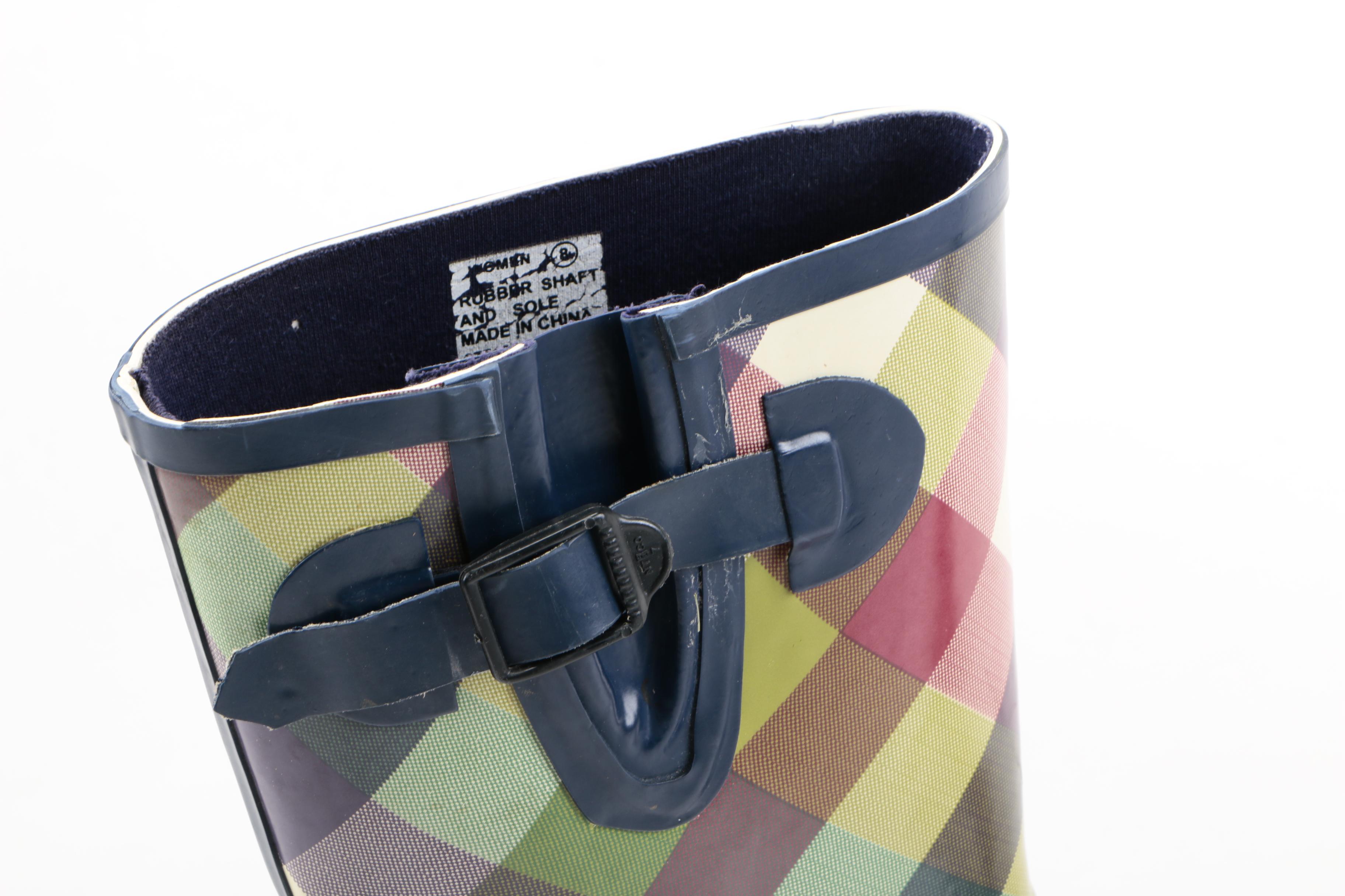 Plaid Rubber Rainboots