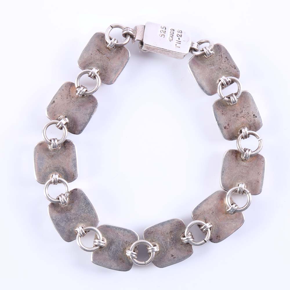 Sterling Silver and Black Onyx Link Bracelet