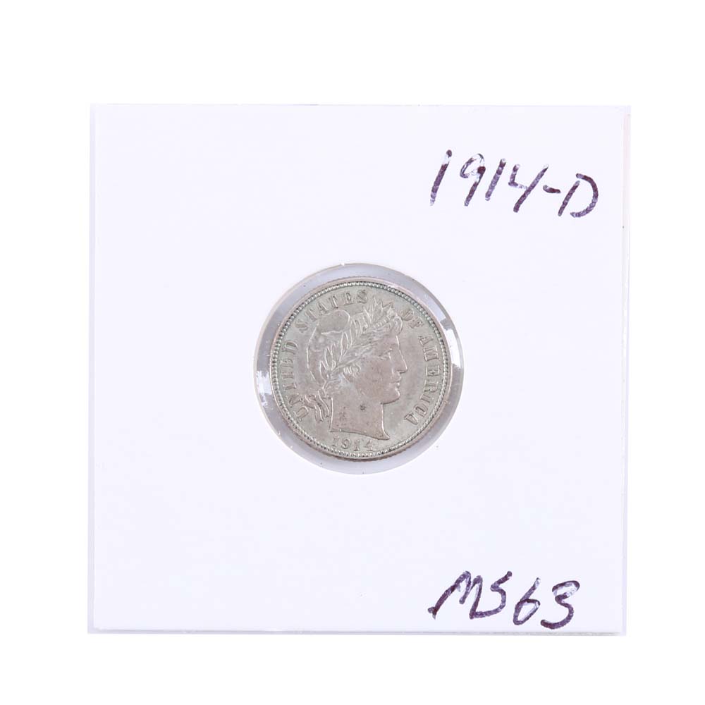 1914-D Barber Silver Dime