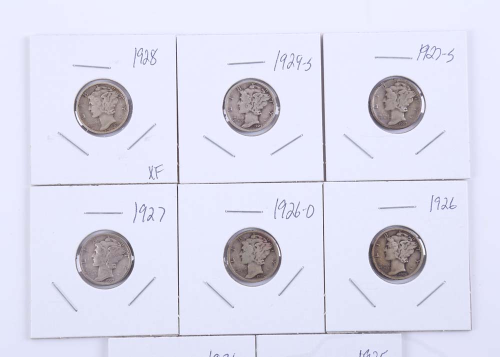 Grouping of Mercury Silver Dimes