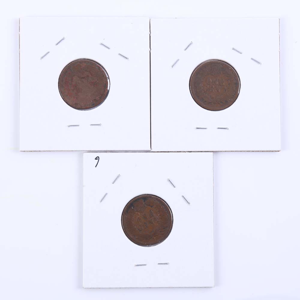Indian Head One Cent Coins 1879, 1883, 1892