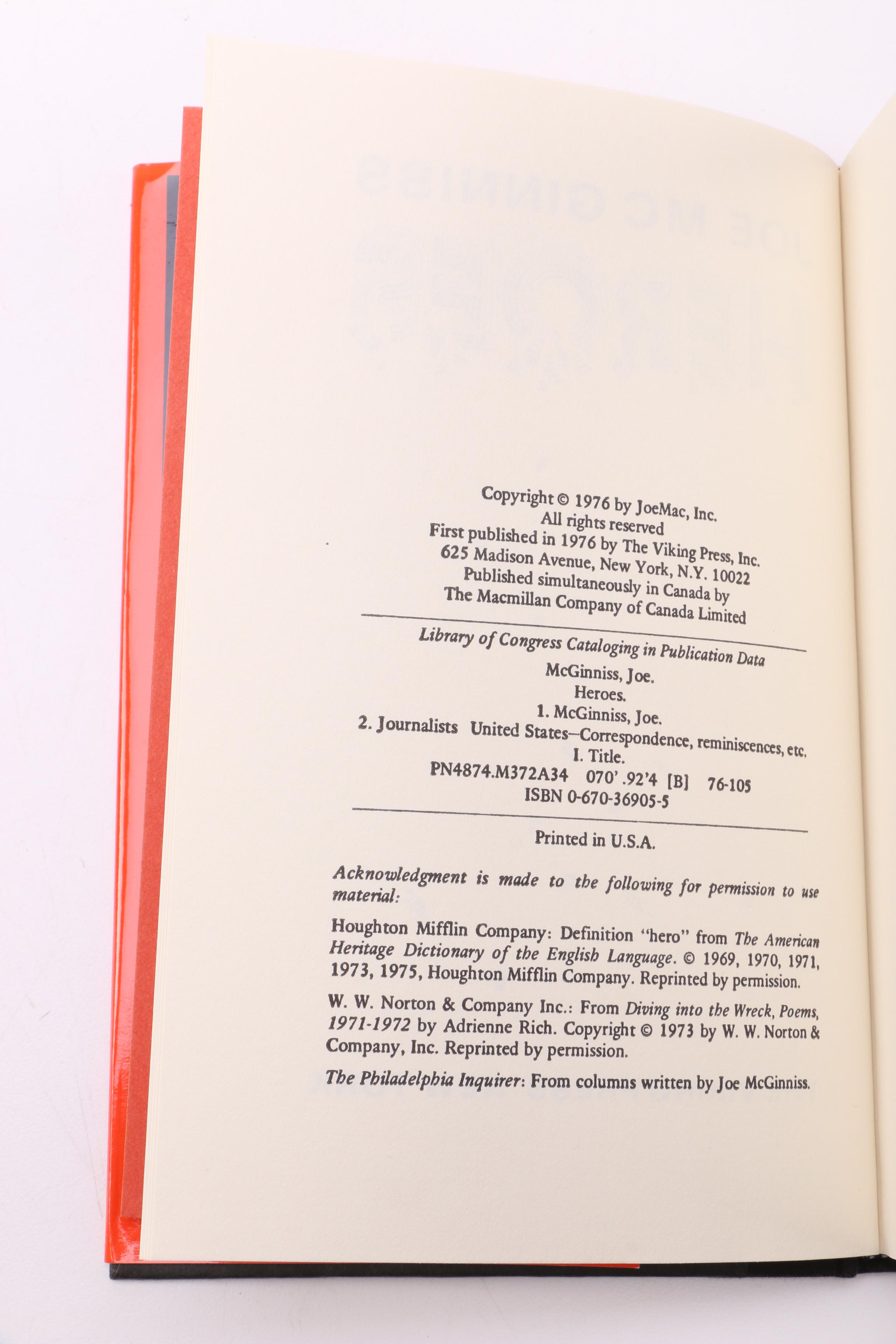 Four Assorted Books Including "Heroes" by Joe McGinniss