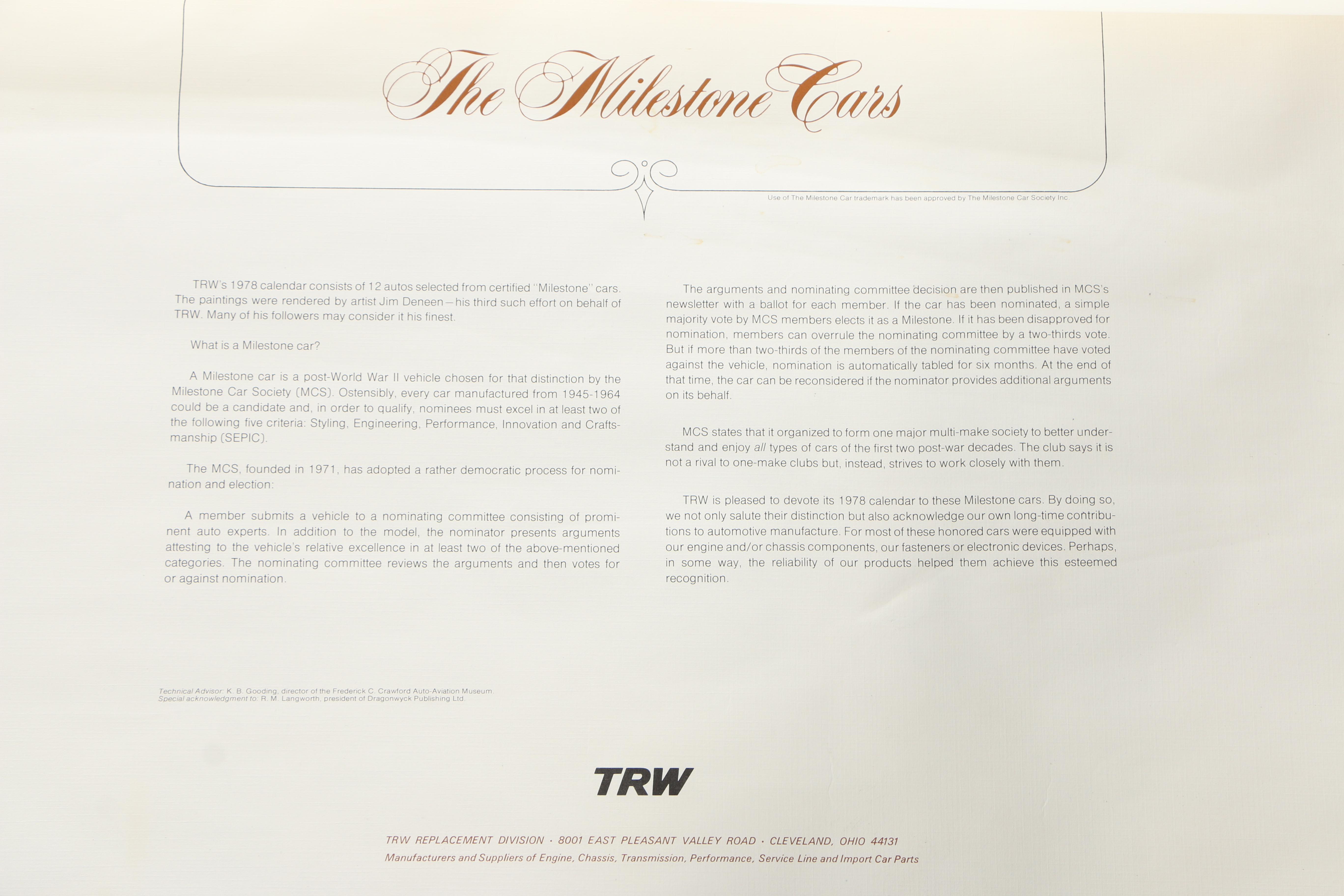 1977 Classic Cars Calendar