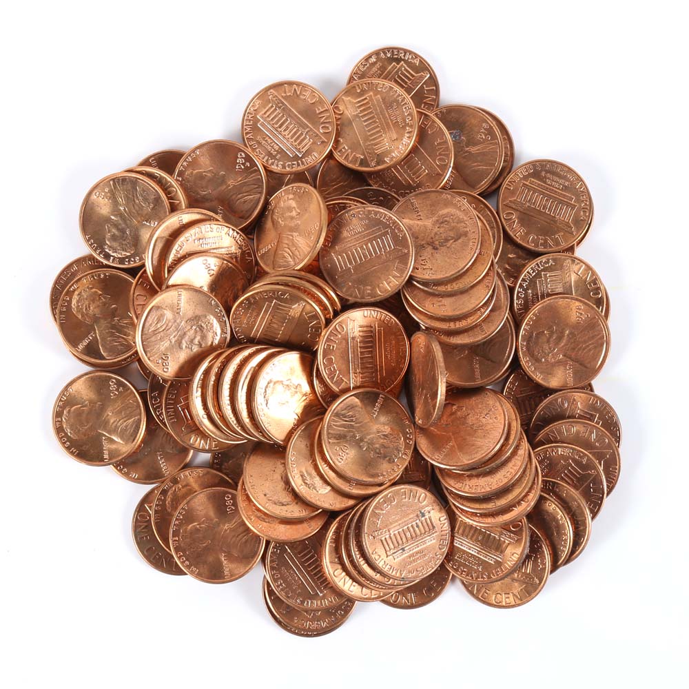 Two Rolls Uncirculated Lincoln Pennies 1978-D and 1980-D