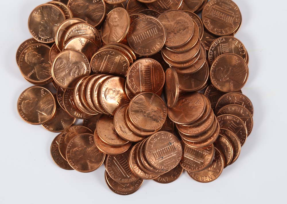 Two Rolls Uncirculated Lincoln Pennies 1978-D and 1980-D