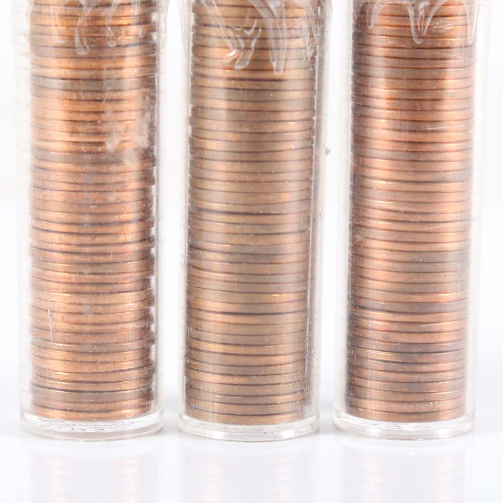 Three Rolls Uncirculated Lincoln Pennies