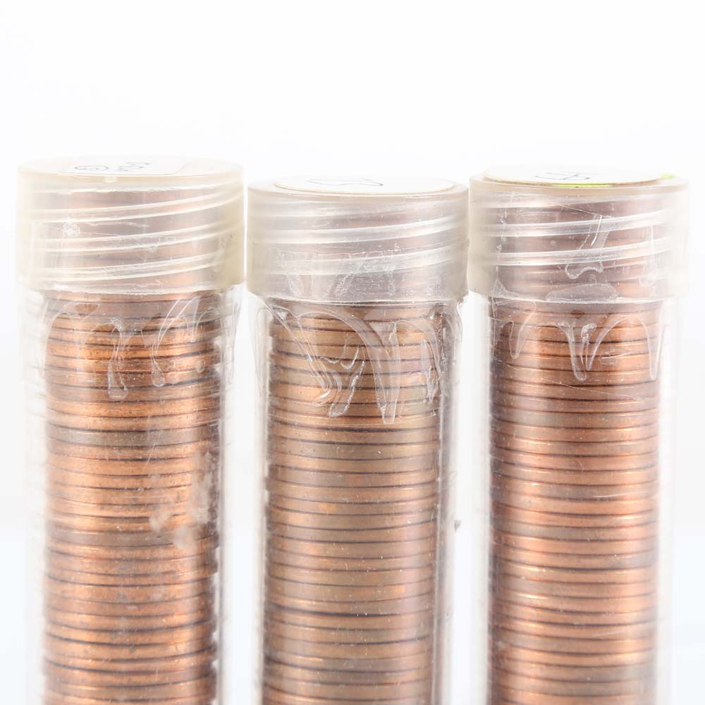 Three Rolls Uncirculated Lincoln Pennies