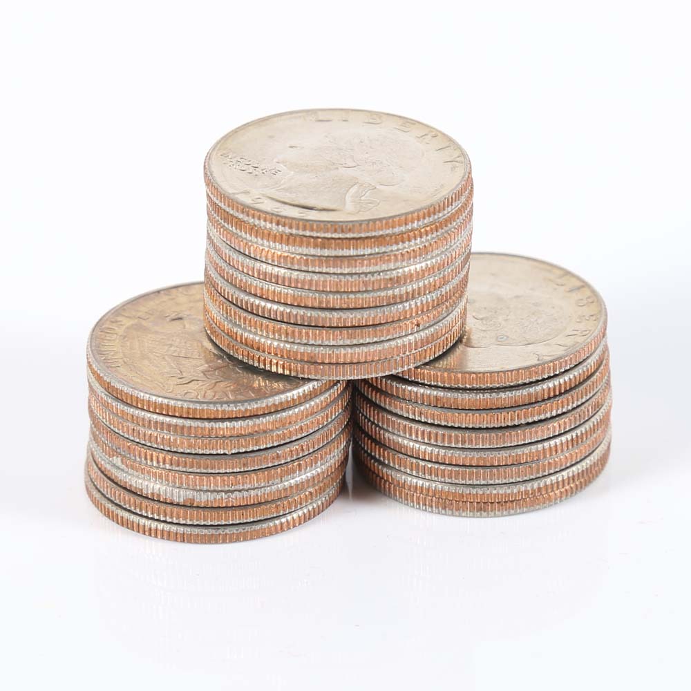 One Roll Uncirculated 1965 Washington Quarters