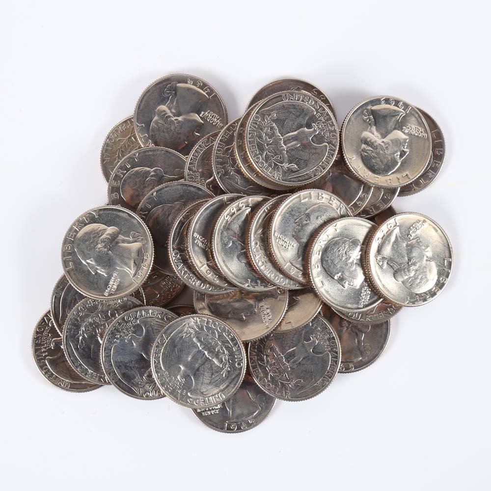 One Roll Uncirculated 1965 Washington Quarters